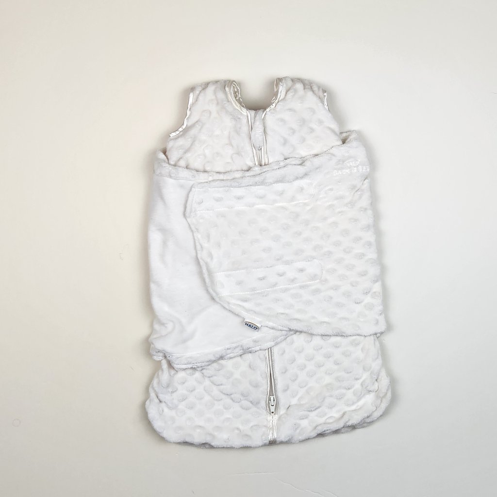 Halo Sleepsack Swaddle Plushy Dot Velboa Tog 3.0 Cream Sz Newborn 0-3 Months